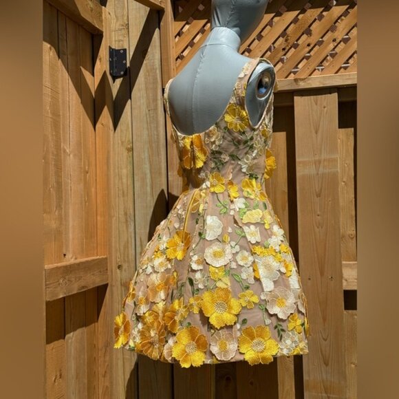 🆕 BRONX & BANCO 🧿 NWOT Jasmine Maraya Structured Mini Dress, Yellow Sz S US 4 - Picture 9 of 16